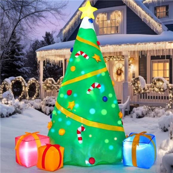 8 FT Christmas Inflatable Tree Decoration, Lighted Giant Christmas - Picture 1 of 8
